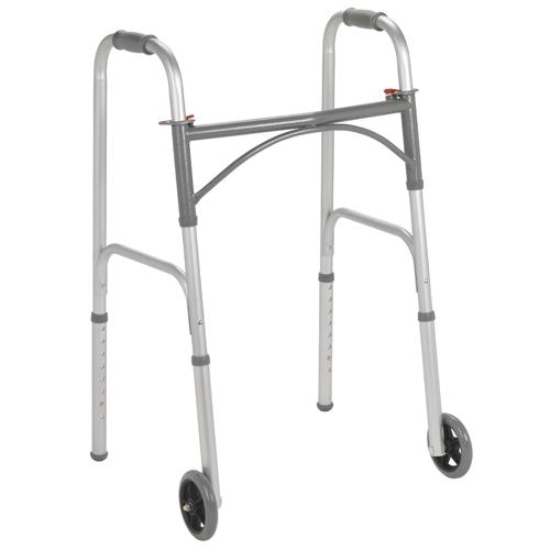 Folding Walker  Steel  Two Button  w/5  Wheels  Case/4