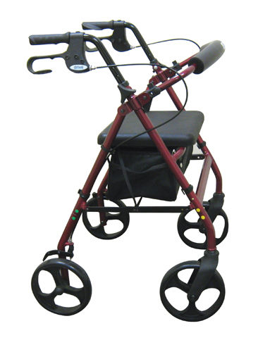 Rollator 4-Wheel with Pouch & Padded Seat  Red - Drive