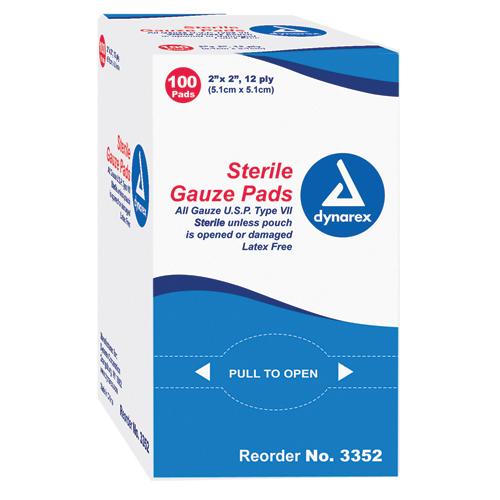 Gauze Sponges Sterile- 1's 2 X 2 -12ply Bx/100