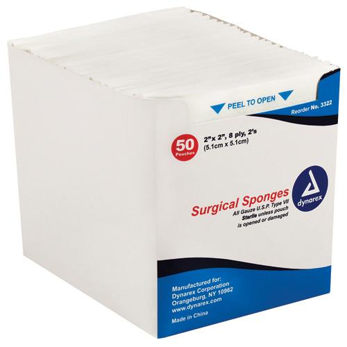 Gauze Sponges Sterile 2's 3 X 3 -12ply (25-2's per tray)