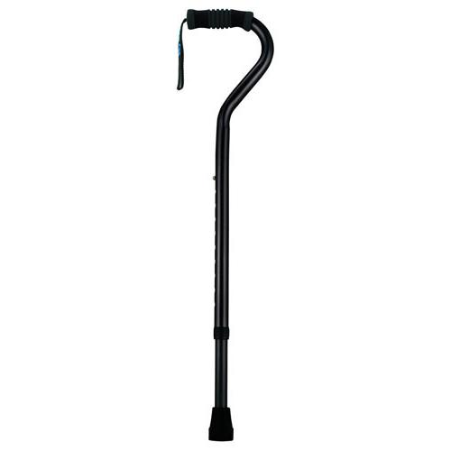 Standard Offset Walking Cane Adjustable Aluminum  Black