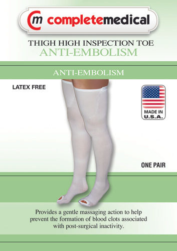 Anti-Embolism Stockings Sm/Lng 15-20mmHg Thigh Hi  Insp. Toe