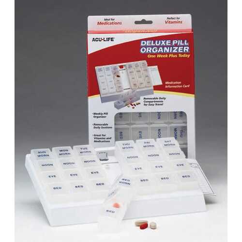 Deluxe Pill Organizer w/28 Com One Week Plus Today'